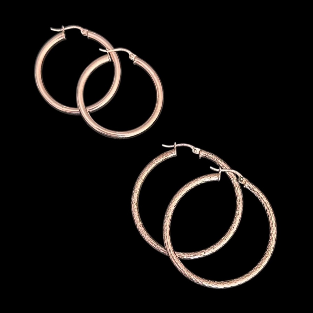 2 Pairs of .925 Sterling Silver Vintage Hoop Earrings - Picture 1 of 8